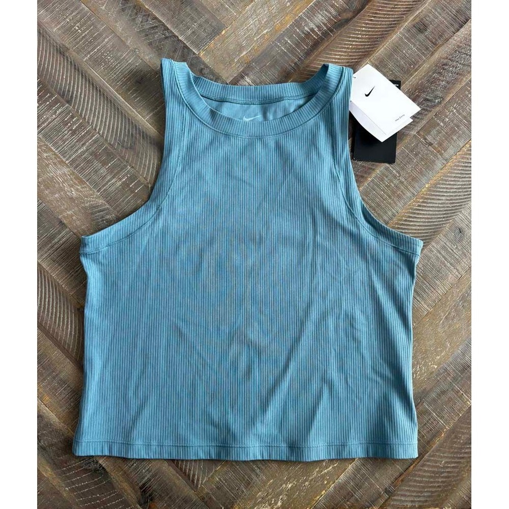 Nike Zenvy Dri-FIT Ribbed Training Tank Top Blue HF2765-006 Womens Medium NWT